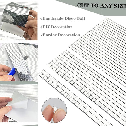 REDODECO 3500Pcs Real Glass Silver Mirrors Mosaic Tiles Sticker for Craft Square Glass Tiles Self Adhesive,5mm by 5mm (Silver, 3500PCS)