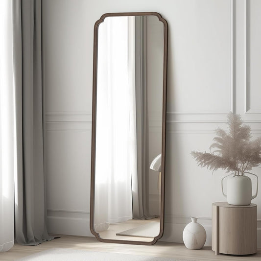 WallBeyond Full Length Mirror Wall Mounted 71"x24", Rustic Wooden Frame Floor Mirror, Large Full Body Mirror for Bedroom, Leaning or Hanging Against Wall (Walnut Solid Wood)