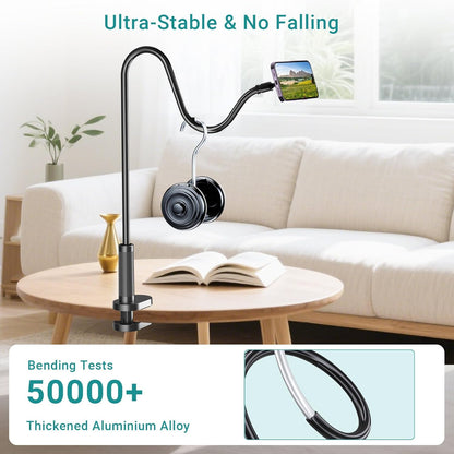 Gooseneck Phone Holder for Bed, Magnetic Cell Phone Stand for iPhone 16 15 14 13 12 Pro Max Plus Mini, Flexible Long Arm Mount 360 Adjustable for Desk Bedside Filming