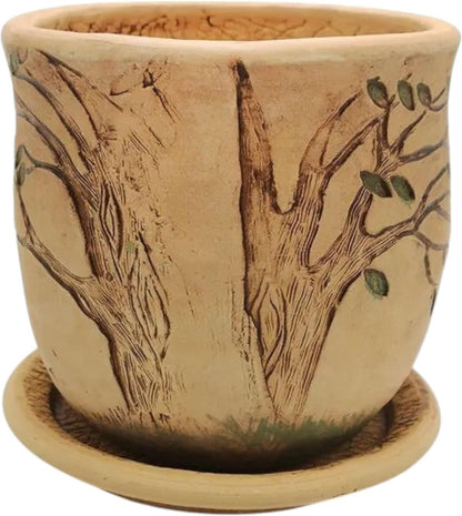 Ceramic Pot with Drainage Hole and Saucer, Plant Pots, Modern Decorative Planters for House Plants Indoor Flowers Plants, Cute Flower Pot - Gifts (Hedgehog (1.7 L))