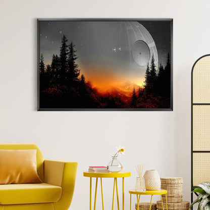 Death Star Inspired Canvas Print Wall Art | Futuristic Space Station Artwork | Smooth Surface Home Decor – Various Sizes