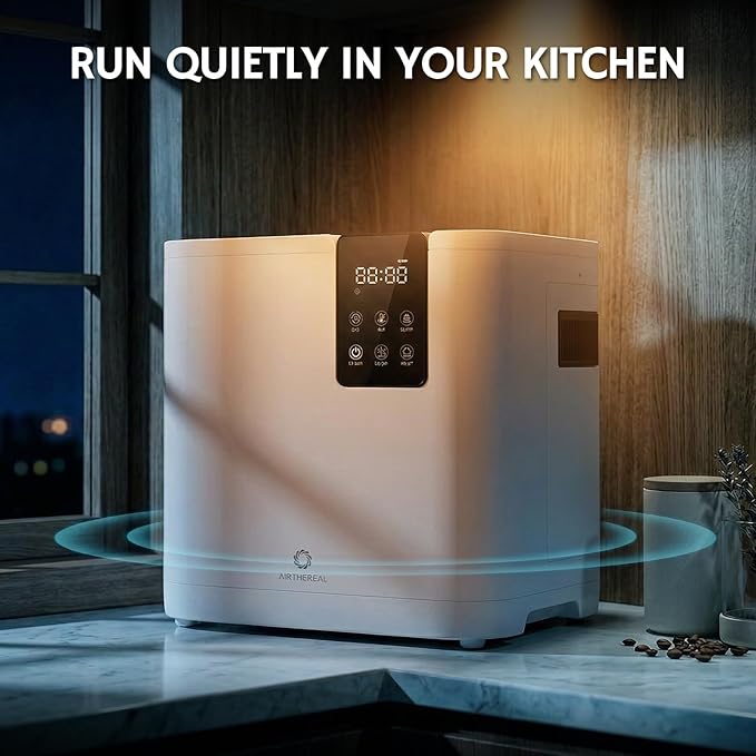Airthereal Revive R800 Lite Electric Kitchen Composter, 5L Countertop Food Waste Recycler with Self-Cleaning, Odorless Operation & Touch Screen, Quiet, Fast Composting for Home, No WiFi, White