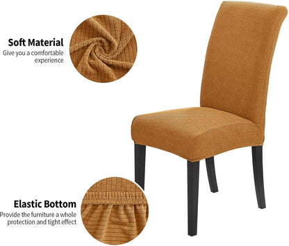 Joccun Chair Covers for Dining Room Set of 2, Dining Chair Slipcovers Stretch Dining Room Chair Covers Seat Protector,Washable Parsons Chair Cover for Home,Hotel,Banquet(Gold,2 Pack)