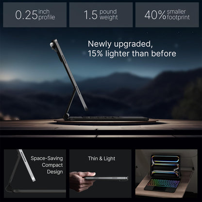 typecase Edge Keyboard Case for iPad Pro 11-inch (M4) 2024,Magic Keyboard with 11 Colors Backlight for iPad Pro 11,Keyboard Case with Pencil Holder,Multi-Touch Trackpad, Easy-Set Magnetic Stand,Black