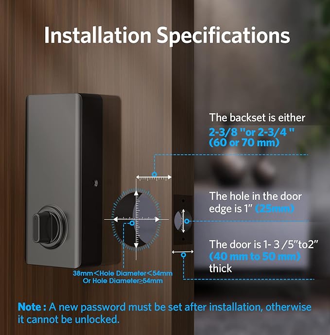 Keyless Entry Door Lock, Smart Deadbolt Lock with Bluetooth App, Electronic Keypad, IC Card, Keys, Security Waterproof Easy Install Ideal for Home, Apartment, Office, Hotel