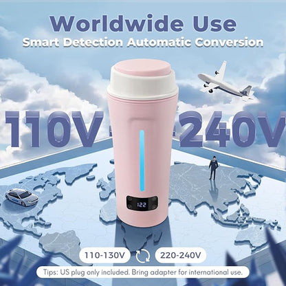 Dual Voltage Travel Kettle, 110-240V Portable Electric Kettle with LCD Display, 4 Temperature Settings, 4 Colors LED for Global Use (350ML)