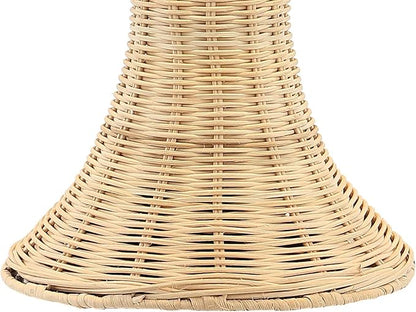JONATHAN Y 22" Natural/Brass Gold Bohemian Rustic LED Table Lamp for Bedroom, Natural Rattan Shade, Farmhouse Coastal Nightstand Lamp for Living Room, LED Bulbs Included JYL4040A