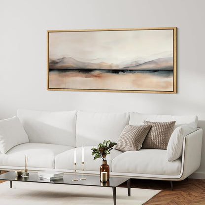 MUDECOR Extra Large Framed Canvas Print Wall Art Abstract Mountain Hues Modern Minimalist Landscape Antique Retro Fine Art Illustrations Decorative Colorful for Bedroom - 60"x30"