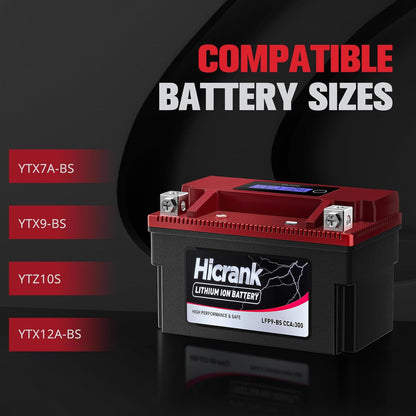 YTX9-BS, 2X Cranking Power, 5X Life, Lithium LiFePO4 Motorcycle Battery, 280 CCA, Digital Readout,Powersports Battery,Fits for ATV,UTV,4 Wheeler,Seadoo,Polaris,Lawn Mower,Generator