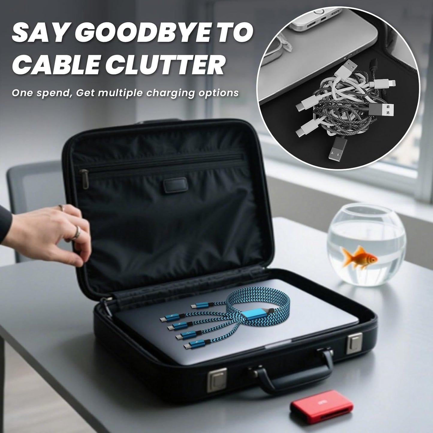 USB C Splitter Multi Charging Cable for Multiple Devices, Fast Charging 4 in 1 Charging Cord, Braided USB C Phone Charger Cable with 4 Type-C Connectors for iPhone 16 15 Pro Samsung S24 S23