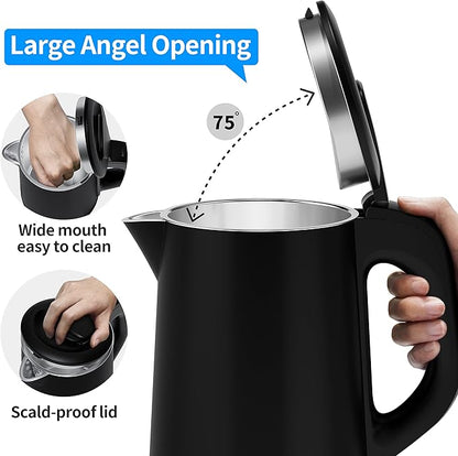 Portable Electric Kettle, 27oz/0.8L Stainless Steel Travel Kettle with Auto Shut-Off (Black)