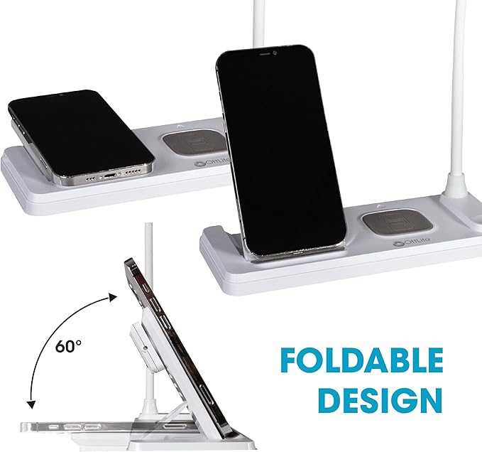 OttLite LED Desk Lamp with Charging Station, Multi-Device Desk Lamp with Wireless Charger, Book Light, Table Lamp Reading Light, Work Light, Desk Lights for Home Office or Bedside