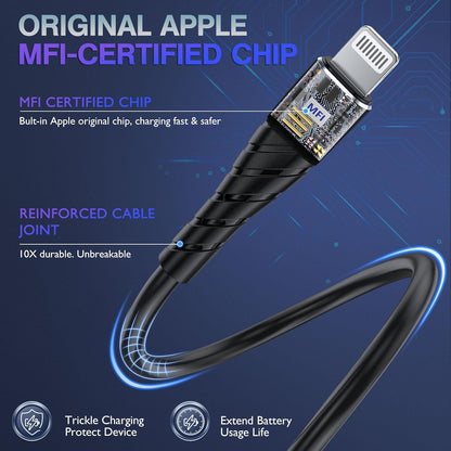 OIITH MFi Certified Short for iPhone Charger Cable 3 Pack 1 Ft, 12 inch for Lightning Charging Cord, Fast 2.4A for iPhone Data Cord Compatible with iPhone12/11/XS/Max/XR/X/8/8P/7P/6/iPad - Purple