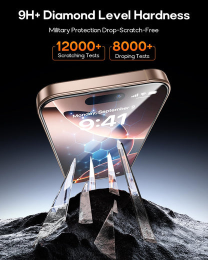 3 Pack for iPhone 14/iPhone 13/iPhone 13 Pro Tempered Glass Screen Protector, Dust Free CABIN, Auto Positioning, Bubble Free, High Definition, Easy Installation,9H+ Hardness