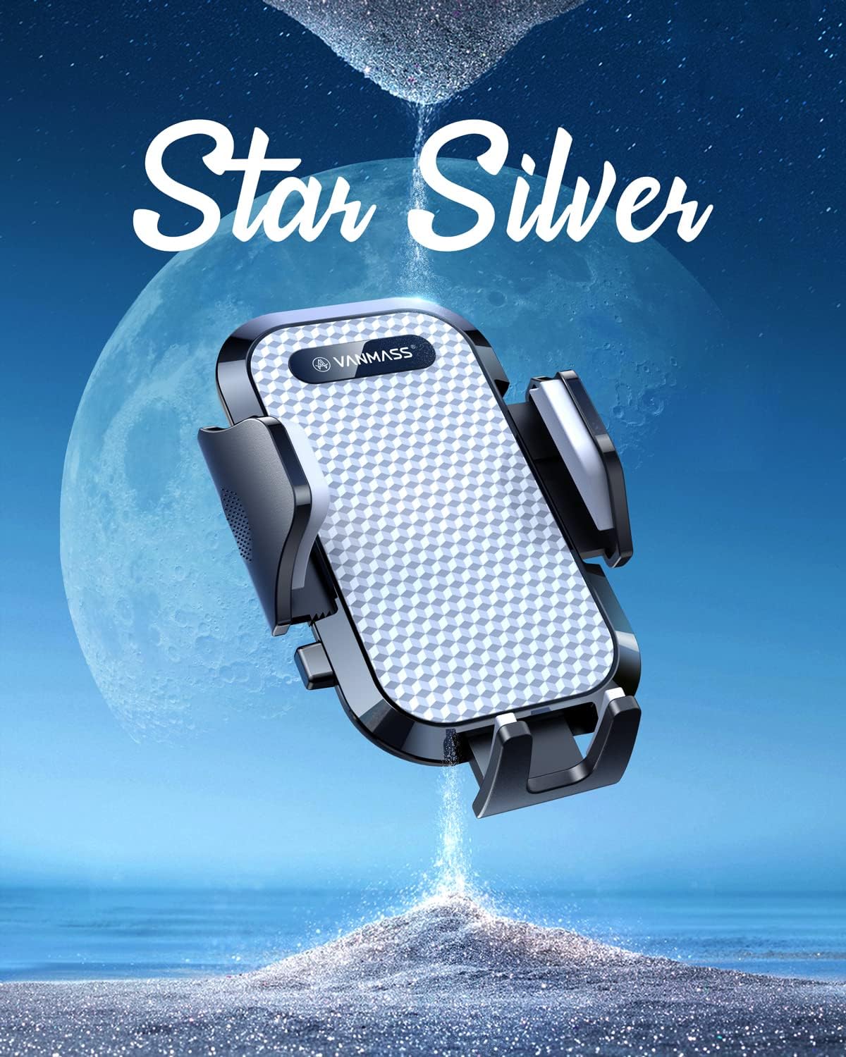 [Pro Version] VANMASS Universal Car Phone Mount [Super Suction Cup] Dashboard Phone Holder, Handsfree Windshield Dash Vent Phone Holder Car, Compatible for iPhone 16 15 14 13 Samsung LG & Truck,Silver