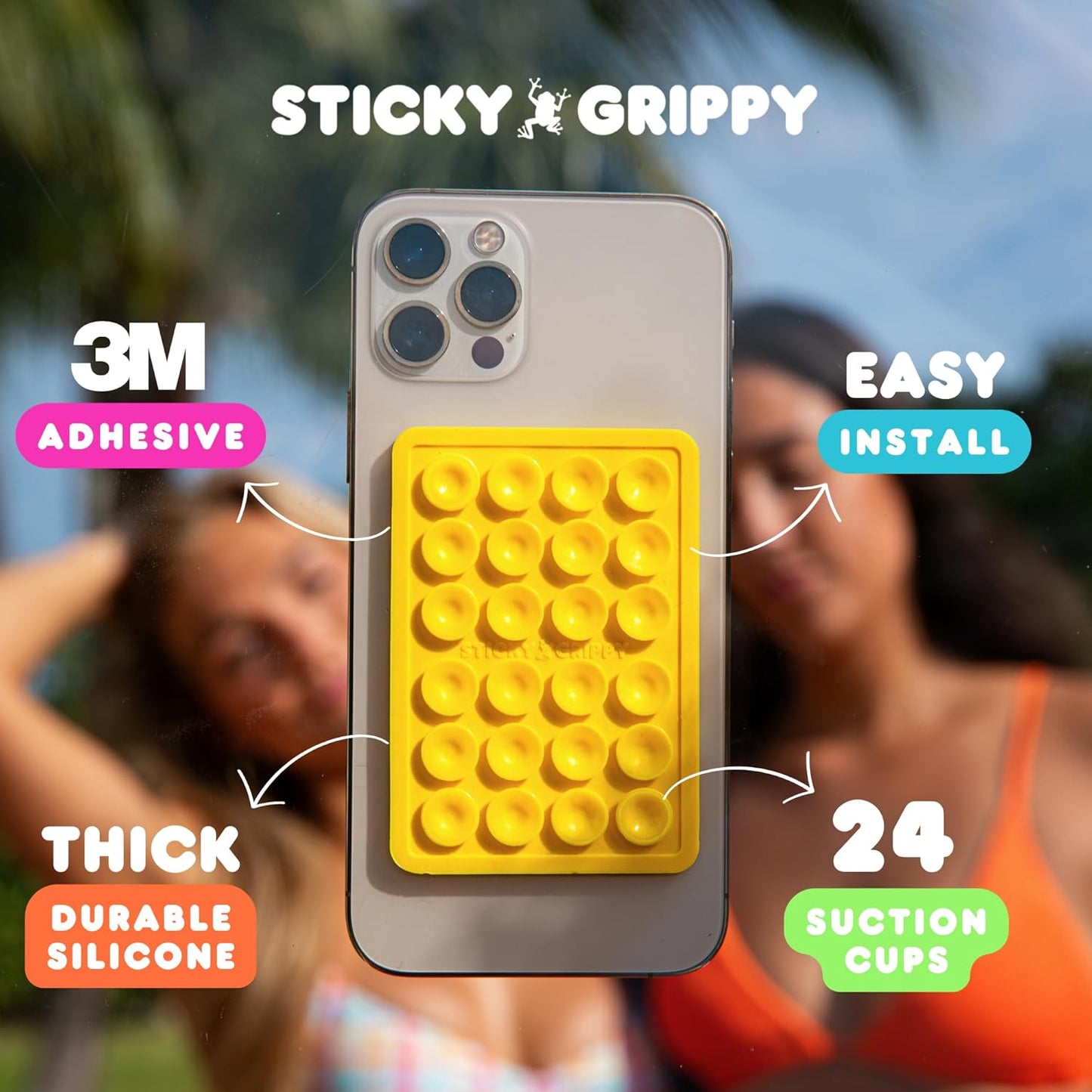 Suction Phone Case Mount, Sillicon Adhesive Phone Accessory for iPhone and Android, Hands-Free Fidget Toy Mirror Shower Phone Holder, Tiktok Videos and Selfies (Cyan/White Swirl)