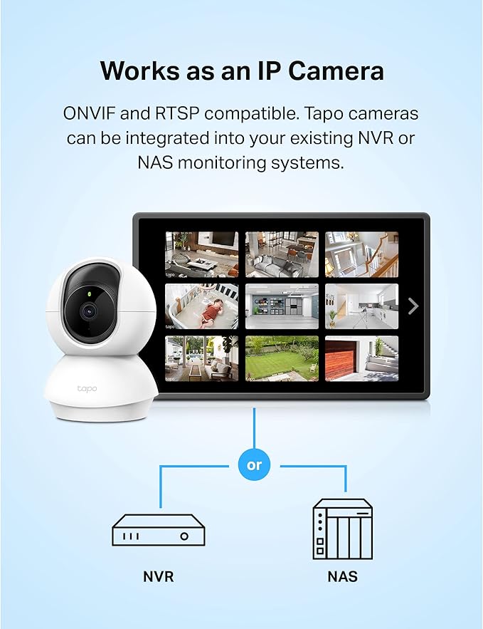 Tapo 2K Indoor Pan/Tilt Wired Security Camera - Works as a Baby Monitor & Pet Camera, Motion Detection, 2-Way Audio, Siren, Night Vision, Subscription-Free Local Storage or Optional Cloud, C210