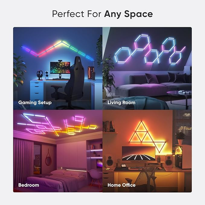 Nanoleaf Lines LED Wall Lights, RGBW Smart Geometry Wall Light Bar with Music & Screen Sync, WiFi Wall Light Panels with Alexa & Google Assistant for Gaming Room, Streaming (Expansion Pack, 3 Lines)