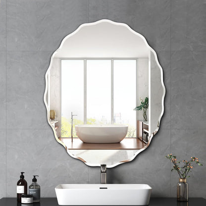 Pregaspor 24x30 Inch Frameless Oval Wall Mirror for Bathroom Sink, Minimalist Bathroom Vanity Mirror with Beveled Edge, Modern Mirrors for Wall Decor Living Room Entryway Bedroom