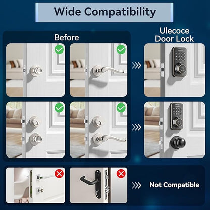 Fingerprint Keypad Deadbolt with Handle Set, Keyless Entry Door Lock, Door Locks for Front Door Lock Set, App Control, Auto Locking, Easy to Install, Oil Rubbed Bronze