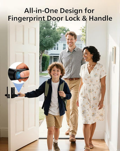 Philips Wi-Fi Smart Door Lock with Handle, Keyless Entry Door Lock for Front Door Lock Set with App Remote Control, Fingerprint Door Handle Lock, Touchscreen Keypad Lever Lock Front Door Handle