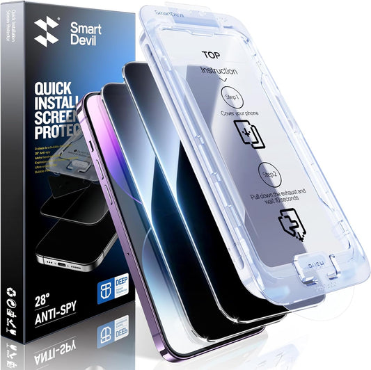 SMARTDEVIL 2PACK Privacy Screen Protector for iPhone 14 Pro Max 6.7inch Shatterproof Tempered Glass [True 28°Anti Spy] [9H Hardness] [Auto Dust-Elimination Install], [Bubble Free]