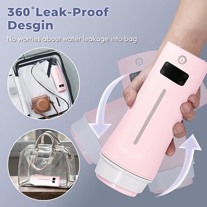 Dual Voltage Travel Kettle, 110-240V Portable Electric Kettle with LCD Display, 4 Temperature Settings, 4 Colors LED for Global Use (350ML)