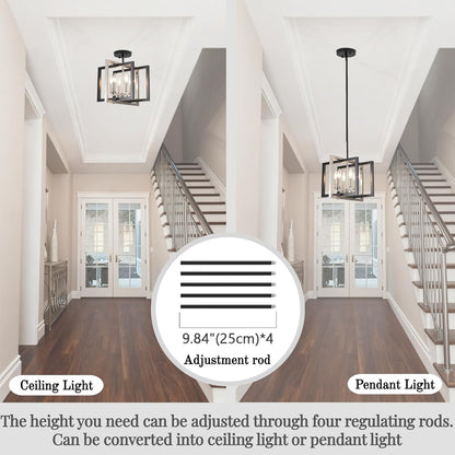 ANKYLHUA Black Nickel Chandelier,6-Lights Ceiling Light Fixture E12,Adjustable Hight Pendant Lights Kitchen Island,Chandeliers for Dining Room Bedroom,Entryway,Foyer