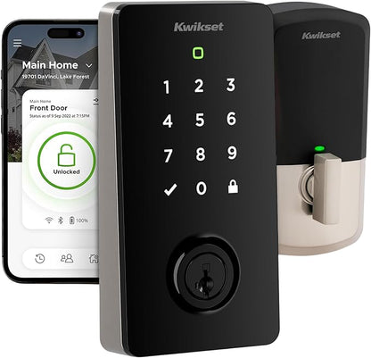 Kwikset Halo Select Smart Lock Keyless Entry Door Lock Wi-Fi and Matter Enabled Deadbolt No Hub Needed, Geofence Auto-Unlock, Grade AAA Certified, Easy Install, Satin Nickel Lifetime Finish Warranty