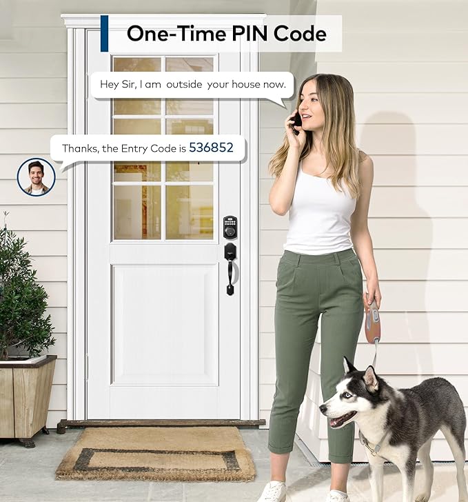 TEEHO TK001H Keyless Entry Door Lock with Handle Set, Electronic Deadbolt Keypad Door Lock with Code, Smart Locks for Front Door, Exterior Door Handle, Auto-Lock, Easy to Install, Matte Black