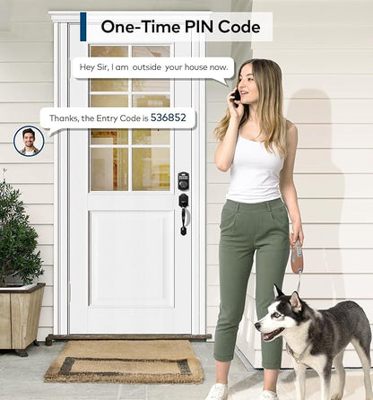 TEEHO TK001H Keyless Entry Door Lock with Handle Set, Electronic Deadbolt Keypad Door Lock with Code, Smart Locks for Front Door, Exterior Door Handle, Auto-Lock, Easy to Install, Matte Black