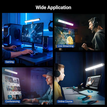 NEEWER Dual Sided RGB LED Streaming Key Light, Smart Desk Lamp Compatible with Alexa Google Assistant for Gaming Video Conference, 16 Million Colors, 2700K-7000K/CRI97+ Studio Tube Lighting, NG01