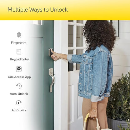 Yale Security Assure Lock 2 Touch Deadbolt, Satin Nickel Keyed Smart Entry Door Lock with Wi-Fi Connected Keypad and Fingerprint Scanner for Code Entry and Remote Access, YRD410-F-WF1-619