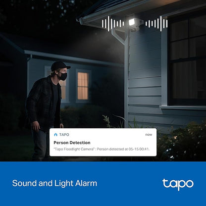 Tapo 2K Outdoor Pan/Tilt Wireless Floodlight Security Camera - Battery Power with Solar, 360º AI Motion Tracking, Person/Vehicle Detection, Subscription-Free Local Storage or Optional Cloud, C615F KIT