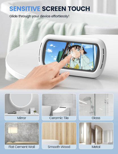 Lamicall [Enhanced Sound Quality Shower Phone Holder Waterproof, Speaker Hole & 480° Rotation Shower Case Accessories, IPX6 Waterproof Wall Mount for iPhone 16 Pro Max, S25 Ultra, 4-7" Big Phones