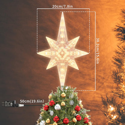 Lighted Christmas Tree Topper, Bethlehem Star Treetop with 41LED Warm White Fairy Lights, Holiday Christmas Tree Decoration.