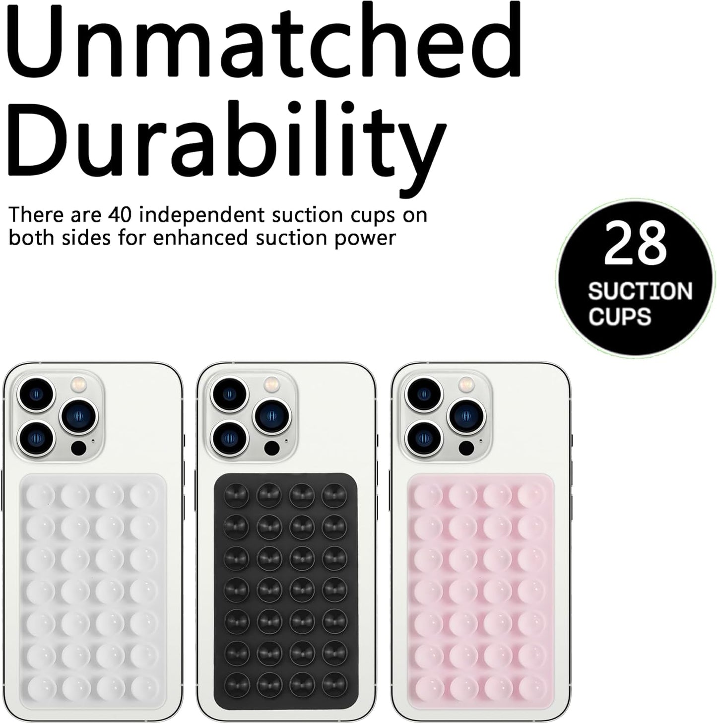 Silicone Double-Sided Suction Phone Grip Detachable Mount - Car Dashboard/Shower Phone Holder, Hands-Free For Selfies & Videos, TikTok - iphone & Android Compatible (3.74"x2.2", Baby Blue+Baby Pink)