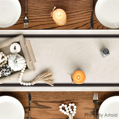 Artoid Mode Hello Fall Stripes Pumpkin Autumn Table Runner, Seasonal Fall Kitchen Dining Table Decoration for Home Party Decor 13x120 Inch