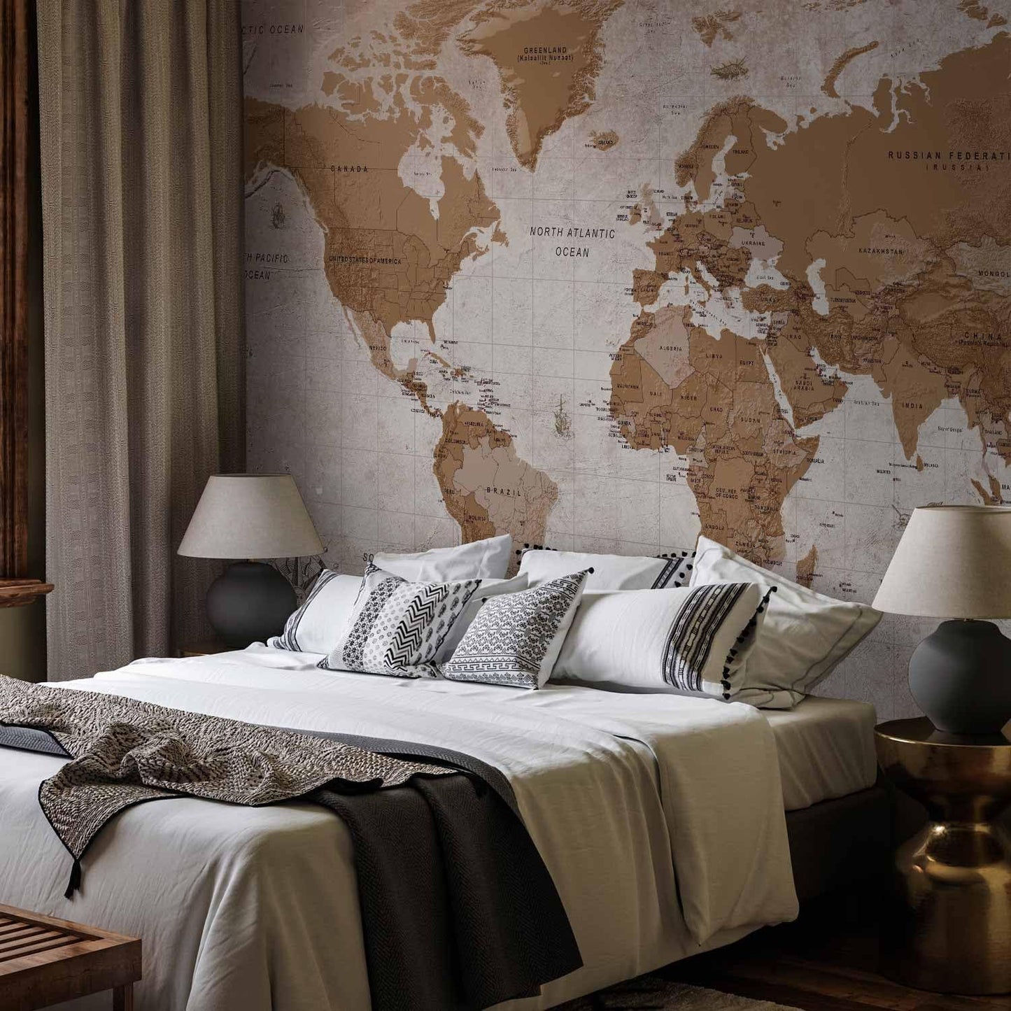 artgeist Wall Mural World Map 154x110 in - XXL Peel and Stick Self-Adhesive Wallpaper Removable Large Sticker Foil Wall Decor Print Picture Image Design Map of The World k-A-0108-a-a