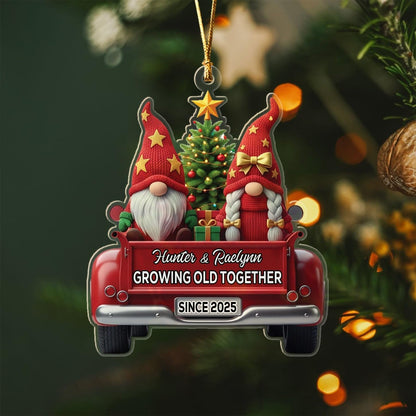 Personalized Mr & Mrs Gnome Growing Old Together Since Ornament, Custom Names Mr & Mrs Gnome Married Christmas Ornaments 2025, Wedding Anniversary Marriage Ornament Gift for Old Couple Husband Wife