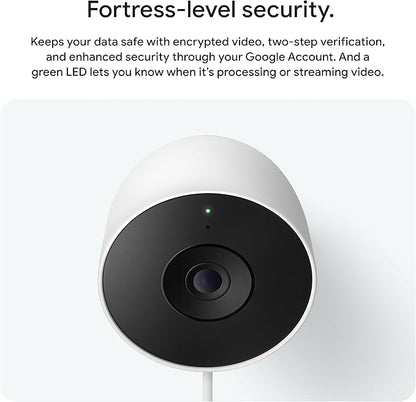 Google Nest Cam Outdoor (Wired, 2nd Gen) - Security Camera with 2K Video and Gemini, Night Vision, 2-Way Audio - Works with Google Home - 2025 Model - Snow