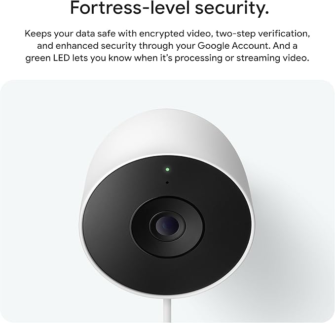 Google Nest Cam Outdoor (Wired, 2nd Gen) - Security Camera with 2K Video and Gemini, Night Vision, 2-Way Audio - Works with Google Home - 2025 Model - Hazel