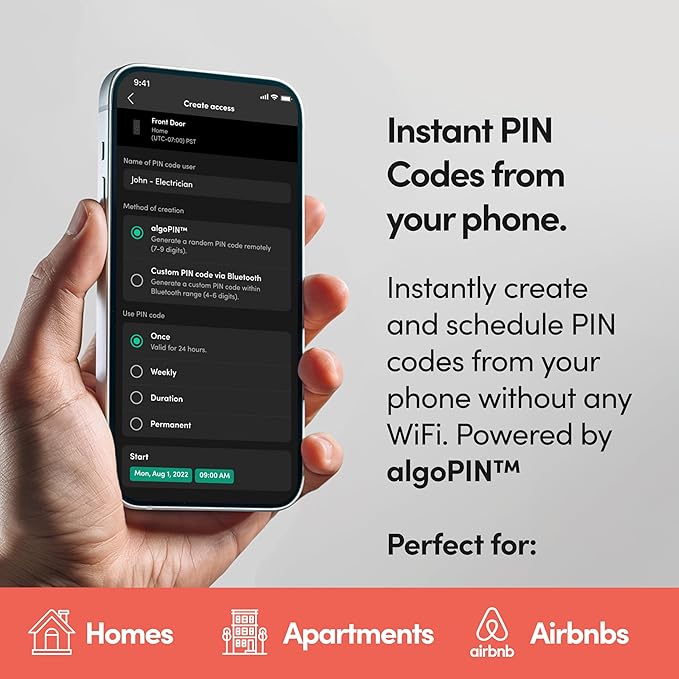 igloohome (New!) Deadbolt Go Smart Lock w/Fingerprint, Digital Keys, Remote PIN Codes, WiFi Bridge (Sold Separately) - Tested to ANSI Standards, Easy to Install (Matte Black)