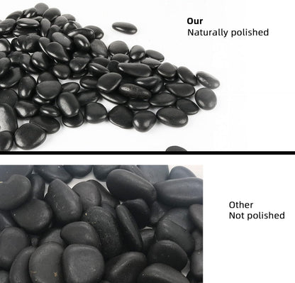 Black Pebbles for Plants 18lb 0.5"- 1" Aquarium Gravel Decorative Polished Stones Natural River Rocks for Fish Tank