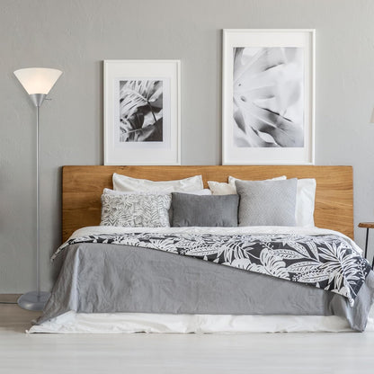 GLOBE Electric 677150 Elliott 72" Floor Lamp, Silver, White Plastic Shade, On/Off Rotary Switch on Shade, Standing, Living Room Decor, Bedroom, Tall, Corner Light