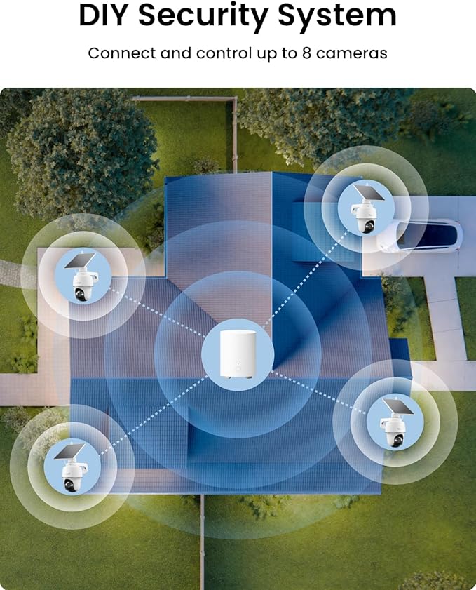 REOLINK 5MP Solar Security Cameras Wireless Outdoor, 360° Pan Tilt Auto-Tracking, Smart AI Detection, Up to 1TB Local Storage, 2.4/5GHz Dual-Band WiFi, Home Hub Mini with 4X Argus PT + Solar Panel