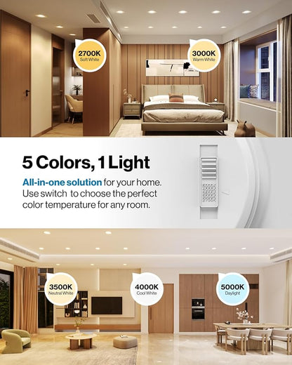Sunco 64 Pack 6 Inch LED Recessed Light, Retrofit Downlight Can Lights for Ceiling, Baffle Trim, 1050 LM, 13W (75W Equivalent), Selectable CCT 2700K/3000K/3500K/4000K/5000K, Dimmable, Damp Rated UL