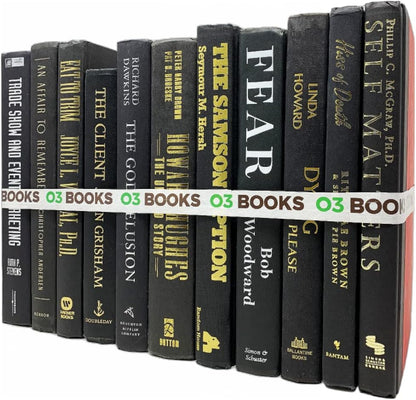 Curated Decorative Books Hardcover Décor Books for Home Décor, Choose Color, Interior Design, Office, Wedding Display, Instant Library, or Staging (Black, One Foot)