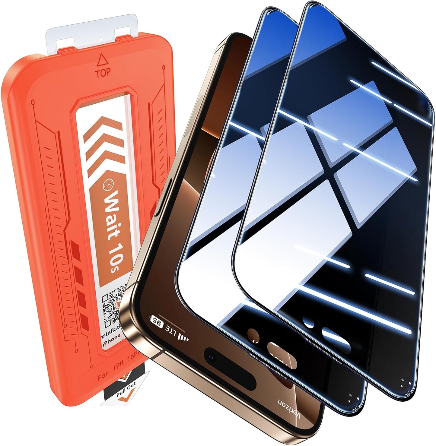 EGV Compatible for iPhone 16 Pro Privacy Screen Protector [9H+ Military Grade Shatterproof & 100% Anti Spy], Privacy Screen iPhone 16 Pro Tempered Glass, Full Coverage Protection, 2 Packs