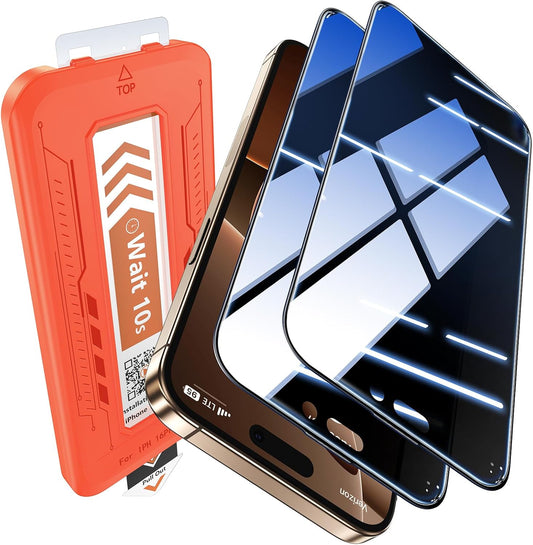 EGV Compatible for iPhone 16 Pro Max Privacy Screen Protector [9H+ Military Grade Shatterproof & 100% Anti Spy], Privacy Screen iPhone 16 Pro Max Tempered Glass, Full Coverage Protection, 2 Packs